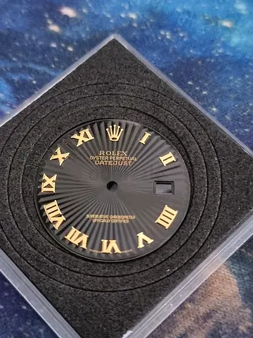 Rolex 36mm Datejust black dial with gold Roman numerals (watch face)
