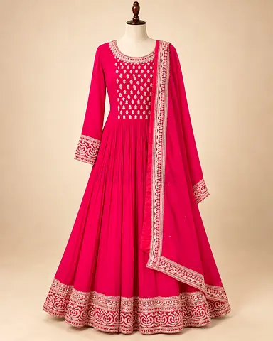 Brand New Pink Embroidered Anarkali Dress – Size M