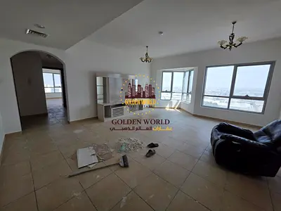 2-bedroom apartment in Al Majaz 2, Al Wahda Street, free AC, 2 bathrooms. First-year rent AED 48,000 after AED 5,000 discount.