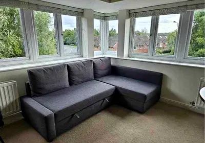 Grey L-shaped Sofa Bed with Storage Good Condition