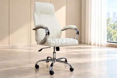 High Back Executive Office Chair – White PU Leather Manager Chair