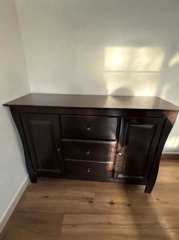 Dark Wood Sideboard / Buffet with Drawers and Cabinets
