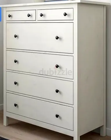 White 5-Drawer Wooden Chest of Drawers - Good Condition