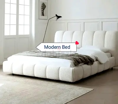 Modern Design Luxury King Size Fabric Bed with Spring Mattress