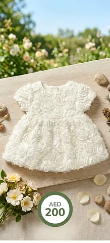 White floral baby dress - great condition (3-6 months )