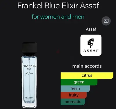 Frankel Blue Elixir Assaf Perfume - Nearly Full 200 ml