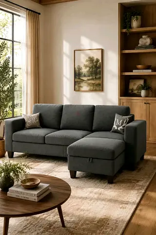 New modern style L shaped 3 seatsofa with ottamn.