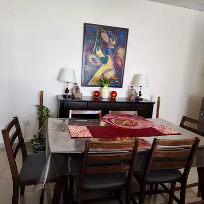 Solid Wood 6-Seater Dining Table with Sideboard - Good Condition