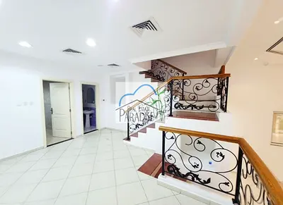 away from fly zone 3 bedroom villa1 master / private entrance /corner unit/living/dinning/maids room /fitted kitchen /3 car parking/for rent in mirdif