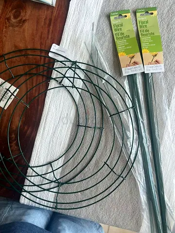 Set of 3 Floral Wreath Frames + Floral Wire Stems — NEW