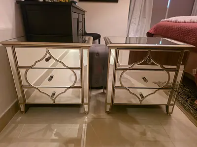 Pair of Home Centre "Casablanca" Mirrored Bedside Tables / Nightstands