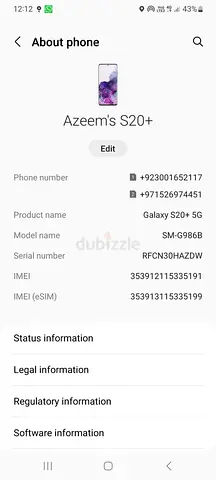 Samsung Galaxy S20+ 5G (SM-G986B) - Good Working Condition