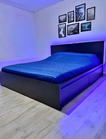 IKEA Malm King size storage bed frame with IKEA brand mattress for sale in good condition Size:180/