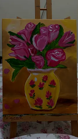 Paintings acrylic , hand painted , tripple gesso painted , flower in a vase