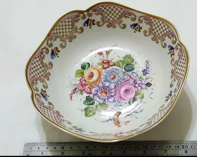 Limoge Hand Painted Porcelain Bronze Footed Plate