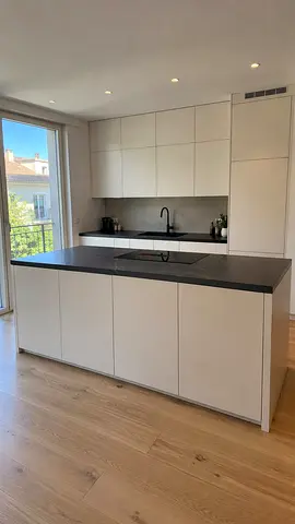 Modern white kitchen island