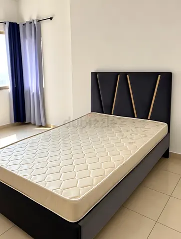 Twin Bed Frame with Mattress - Dark Grey, Good Condition 300 Only