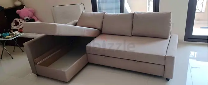 L-shaped storage sofa bed good condition