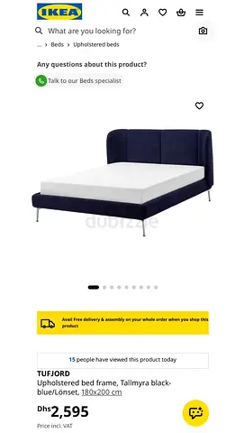 IKEA TUFJORD Upholstered bed (180x200 cm) without mattress