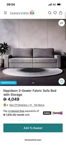 Home Center 3-Seater Sofa Bed - HALF PRICE - Fabric, with Storage - Grey