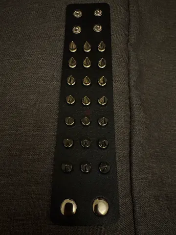 Black studded wide leather cuff bracelet