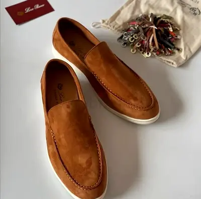 Men's Brown Suede Slip-On Loafers — Size Not Specified