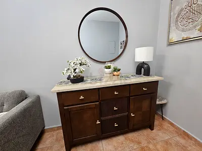 BUFFET CONSOLE TABLE SOLID WOOD MARBLE