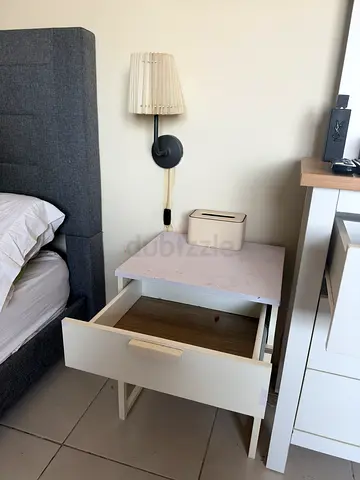 White bedside table/nightstand with drawer