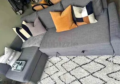 Grey L-shaped Sofa bed with Storage  Good Condition