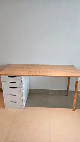 IKEA DIY Wooden Study Desk with 5-Drawer Cabinet.