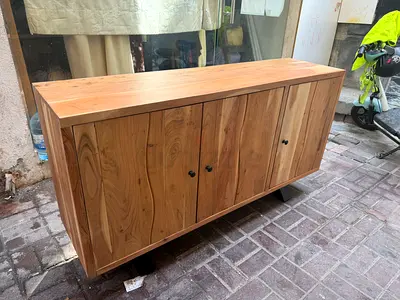 Solid wood sideboard / storage cabinet - 4 doors, natural finish