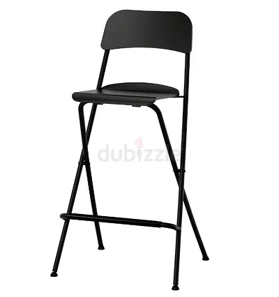 Set of 2 IKEA FRANKLIN Foldable Bar Stools – Black, 74 cm