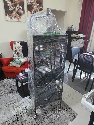 Large metal bird cage with stand — used, good condition