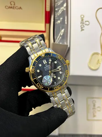 Omega Seamaster Two-Tone Men's Watch - Black Dial, 41mm (pre-owned)