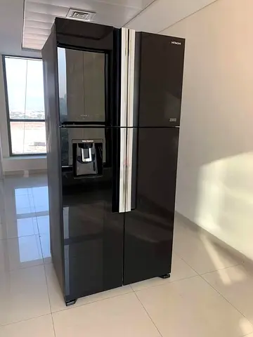 Free Delivery- Hitachi Black glass 4-door Fridge and Freezer With Water Dispenser