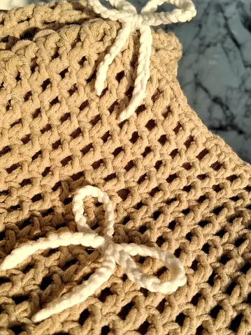 Handmade beige crochet bag