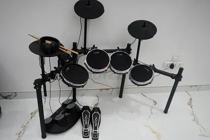 Electronic Drum Kit with Pedals, Headphones and Sticks - Good Condition