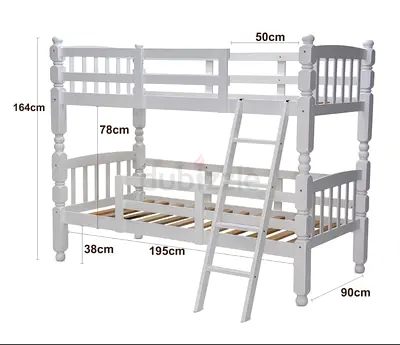 White Wooden Bunk Bed for Kids - Twin Over Twin with Ladder