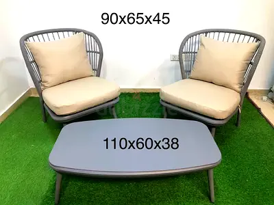 2-Seater Grey Rope Style Garden Sofa Set