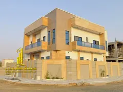 Luxury villa for annual rent in Ajman – Al Helio 2. Features two floors plus a roof terrace, compr