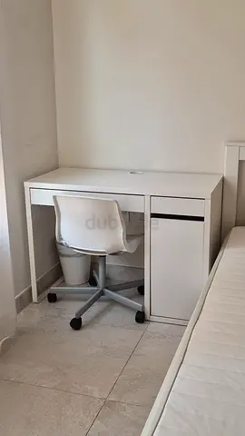 White study desk with drawer and matching chair - good condition