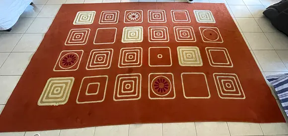 Large brown geometric area rug - 3m x 2.5m (good used condition)
