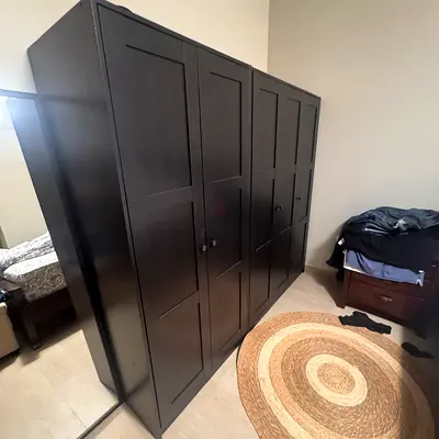 Large dark wood 4-door wardrobe / armoire - good condition