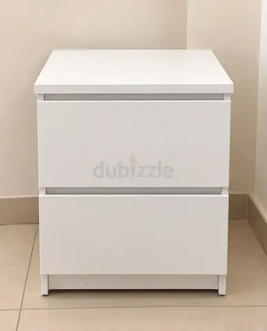 White 2-Drawer Minimalist Bedside Nightstand 2 pieces