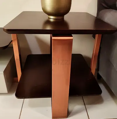 2 PCs -Long dark wood console table with matching side table - good condition