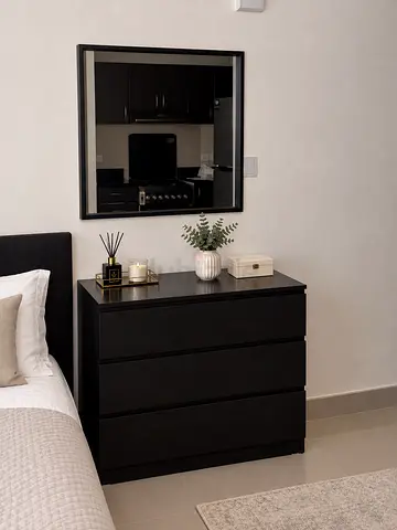IKEA Black Dresser with Matching Mirror for Sale