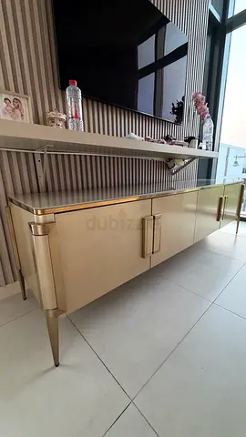 Beige/ gold tv unit / storage cabinet