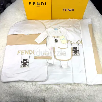 Fendi Baby 7-Piece Newborn Gift Set - Sleepsuit, Bib, Hat, Blanket, Bedding