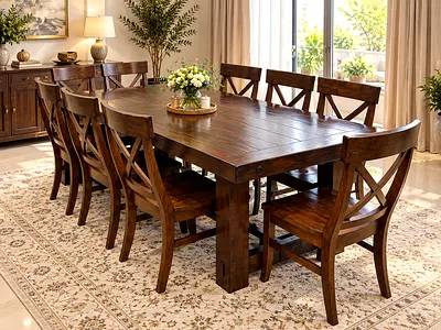 Pottery Barn Solid Wood Benchwright Dining Table Set