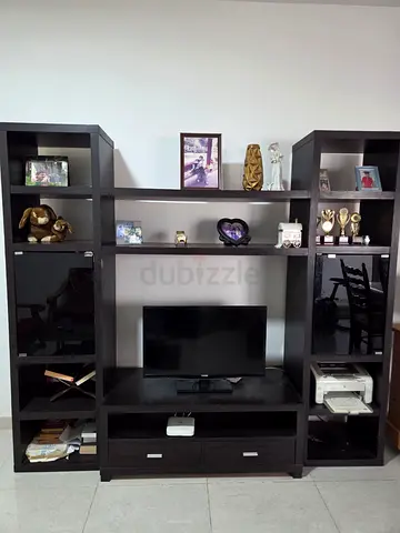 Dark Wood Entertainment Center / TV Unit - Good Condition
